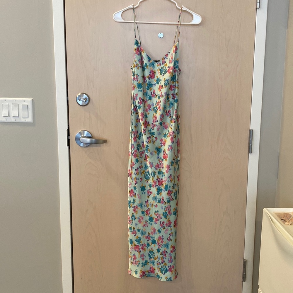 Zara long satin floral dress